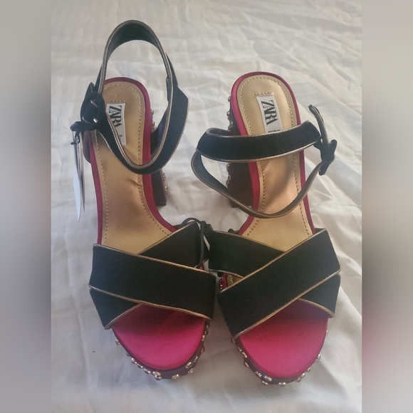 Zara Studio Embellished Platform Heels - Picture 2 of 6